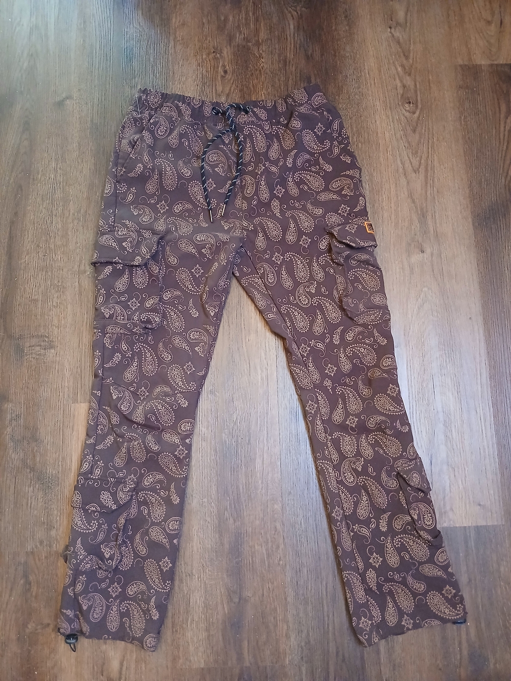RGSTR Men's Brown Paisley Cargo Pants - Casual Drawstring Waist
